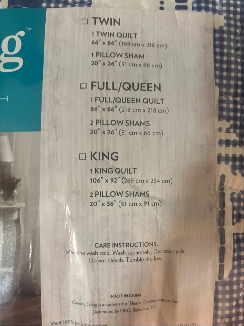 CountryLiving Blue Patchwork Quilt - Full/Queen